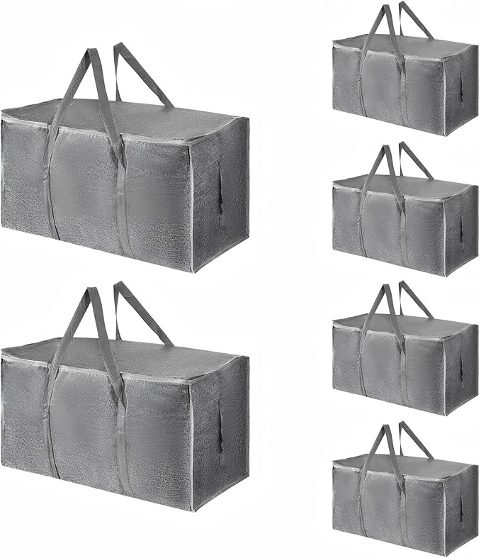 6 Pack-Extra Large Heavy Duty Moving Bags, Gray
