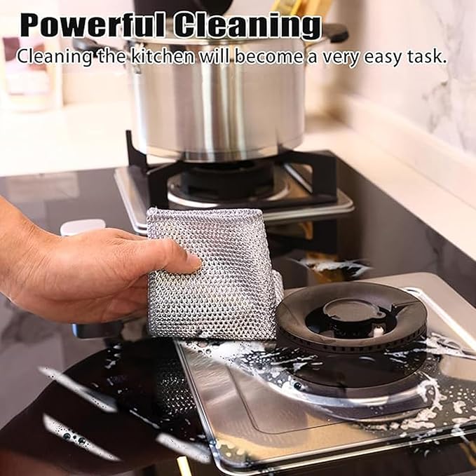 12 Pcs Non Scratch Wire Dishcloth，Multi Purpose Wire dishwashing Rags for Wet and Dry, Reusable Kitchen Wire Cleaning Cloths for Dishes, Sinks, Stove Tops