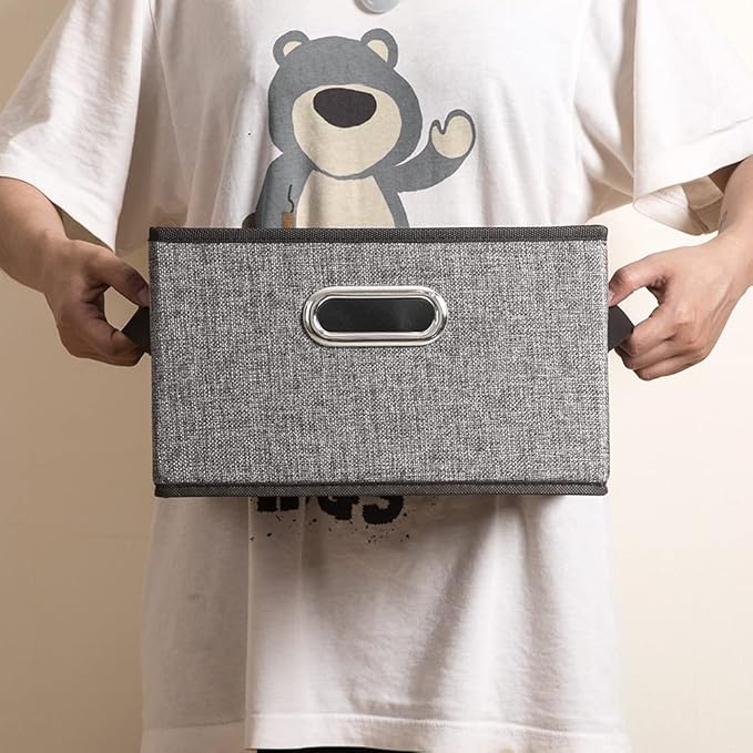 PRANDOM Fodable Baskets (5-Pack) - Grey Storage Cubes - 11.5x8.5x6.7 Inch