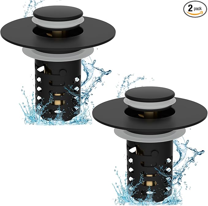 Upgraded Bathroom Sink Drain Strainer Hair Catcher 2PCS Universal 3 in 1 Pop-up Sink Stopper, Fit for 1.1''~2.36'' Basin Hole