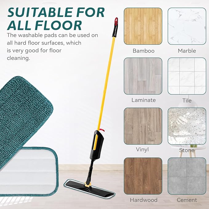 Replacement Mop Pads Fit for Rubbermaid Commercial 18" and 17" Mop - 10 Pack Wet & Dry Commercial Cleaning Reusable Refills Fit for Any Microfiber Flat System 18" and 17" - Green