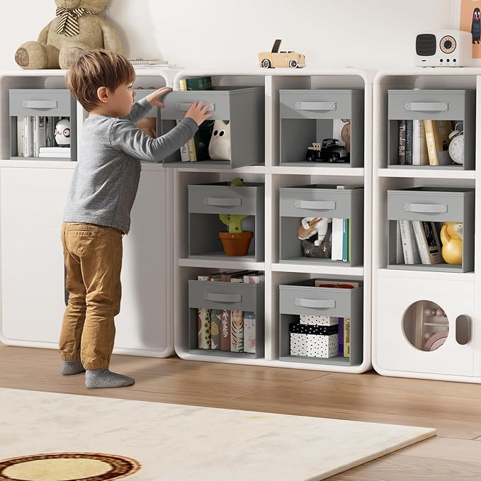 DIMJ Storage Cubes, Cube Storage Bin, 8 Pack Foldable Storage Cubes with Window, Closet Storage Bins with Handle, 12.2x 12.2 inch Storage Box for Clothes, Toys, Books