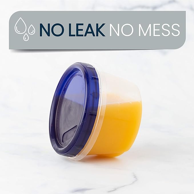 [16 oz 120 Pack] Twist Top Deli Containers Clear bottom With blue Top Twist