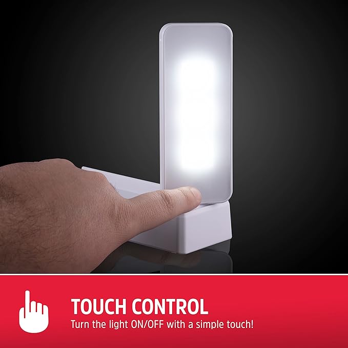 Energizer Swivel LED Touch Light, Battery Operated, 35 Lumens, Wireless LED Closet Light, Ideal for Under Cabinet, Closet, Hallway, Work Bench, Washroom, Pantry and Laundry Room, White, 38362