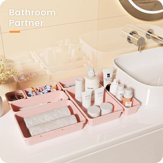 【Military Grade】A-LuGei Drawer Organizer,【𝟱𝗦𝗶𝘇𝗲】Makeup organizer,【Holds 177 Items】Bathroom Organizers and Storage,Organization and Storage