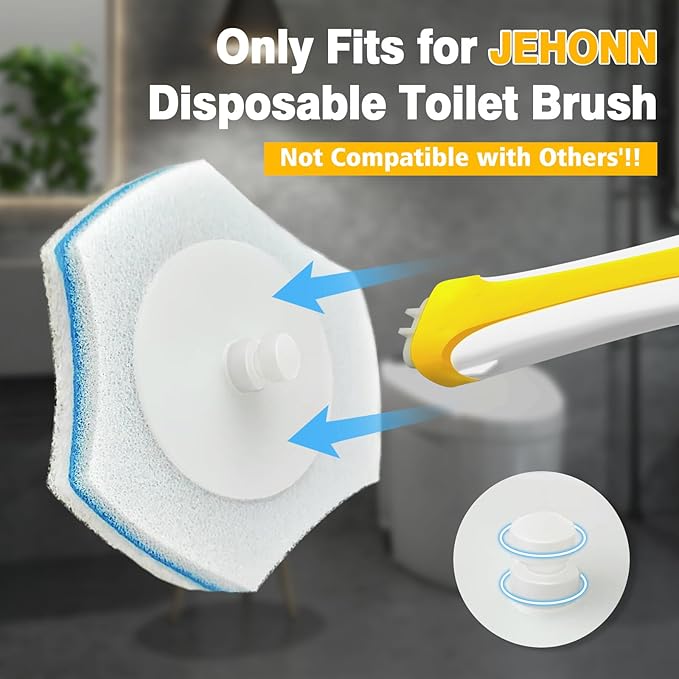 JEHONN Disposable Toilet Brush with 40PCS Wand Cleaner Refills, Wall Mounted Toilet Bowl Brush Holder Set, Bathroom Cleaning System for Sink Bathtub Wash Basin (Yellow)