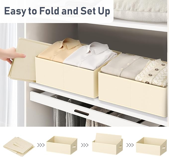 Large Closet Storage Bins 8 Pack, Fabric Trapezoid Closet Organizer Bin