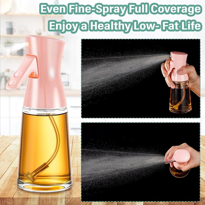 Lallisa 4 Pcs Oil Sprayer for Cooking 180 ml Glass Olive Mister Oil Dispenser Bottle for Kitchen Vinegar Spritzer for Air Fryer Gadgets Making Baking Frying Bbq Salad Accessories