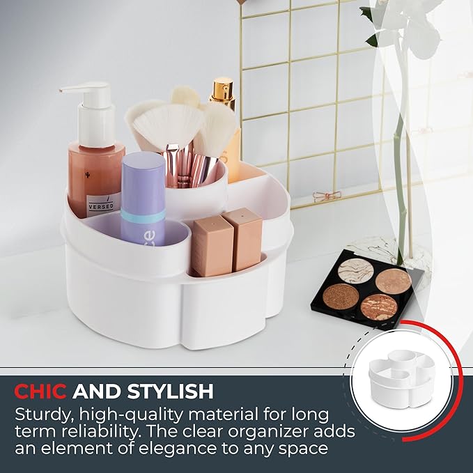 Small 360 Rotating Makeup Organizer, Round - White