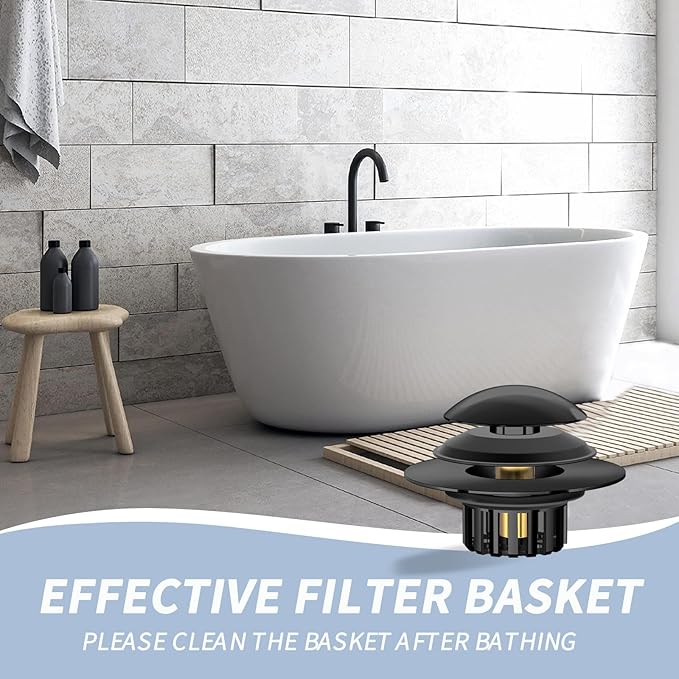 2 in 1 Tub Stopper Bathtub Drain Hair Catcher with Dual Filtration Design, Anti-Clogging Bathtub Drain Plug Bath Tub Stoppers for 1.45-1.8" Drain Shoe