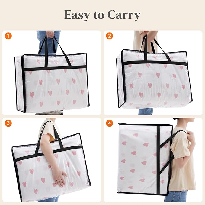 2 Pack Clear Clothes Storage Bags, 75L Plastic Blanket Storage Bag