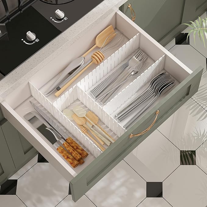 Albad Plastic Drawer Dividers (8) - Organizer for Kitchen, Bathroom, Bedroom