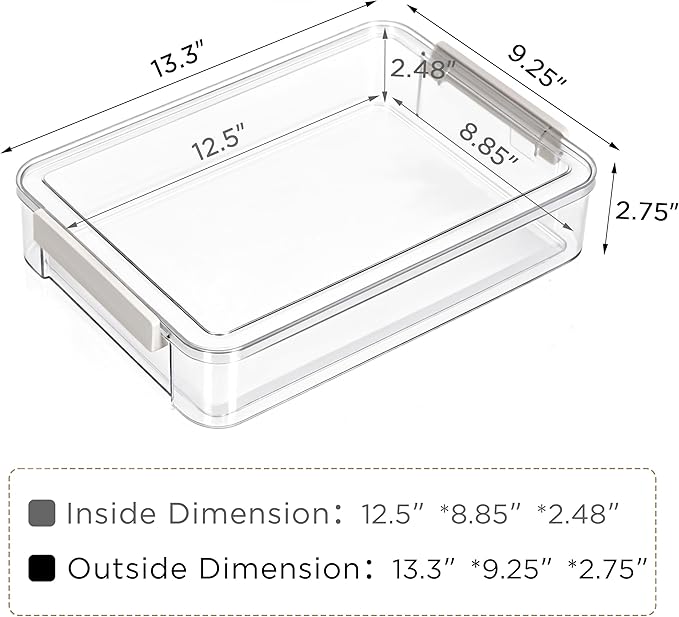 Citylife 2 PCS 6 Qt Plastic Storage Bins with Lids and Latches, Portable Stackable Storage Bins, Clear Plastic File Box for Organizing A4 Paper, Letters, Documents, Art Supplies, and Crafts