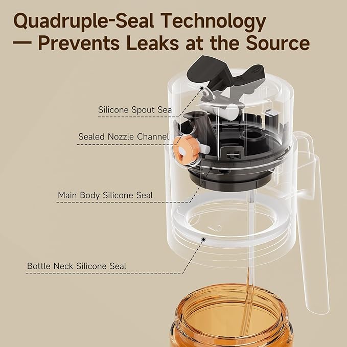 500ml Beige Glass Oil Sprayer, Fine Mist Spray Bottle for Baking, Salad, Air Fryer, Light Cooking, Refillable 2-in-1 Oil Dispenser