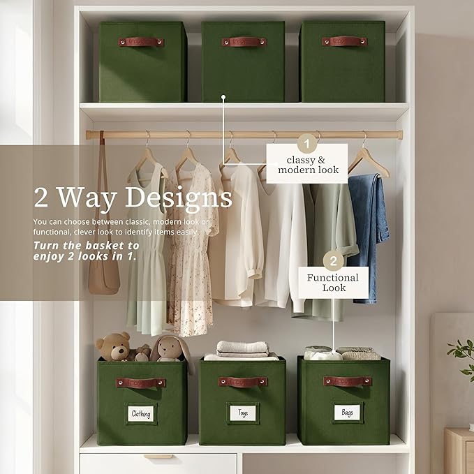 Storage Baskets, Kallax / 4pcs, Olive Green