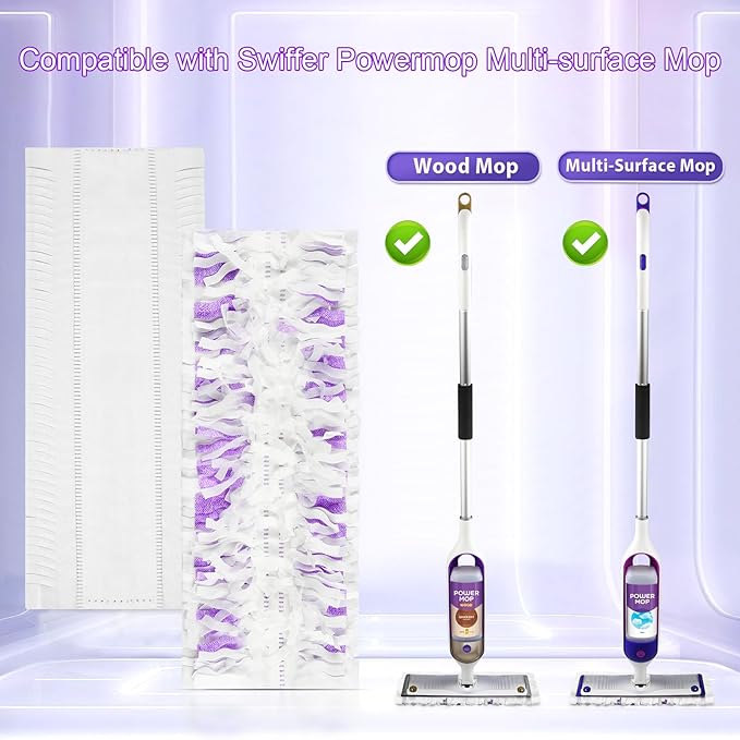 24 Pack Disposable Power Mop Pads Refills Compatible with Swiffer Power Mop Multi-Surface Replacement Mopping Refills Pads for All Hard Floor Cleaning