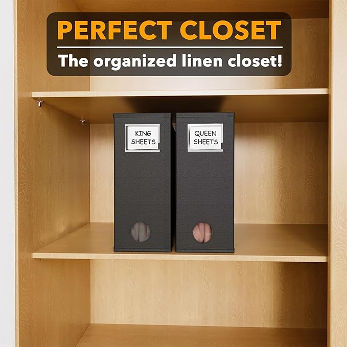 2 Pack Bed Sheet Organizers and Storage, Black