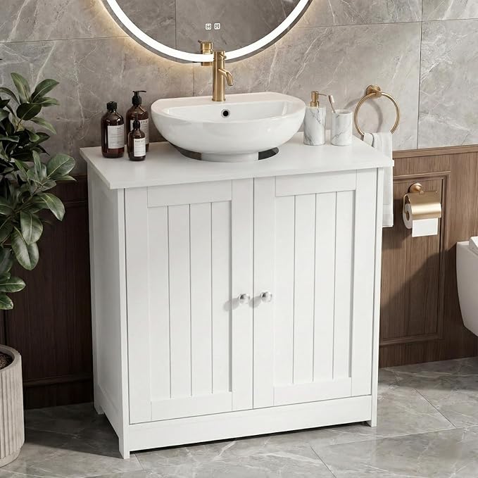 Pedestal Sink Storage Cabinet with 2 Doors Traditional Under Sink Cabinet