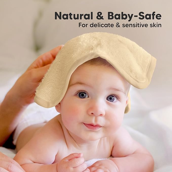 6-Pack Baby Washcloths – Soft Absorbent Viscose from Bamboo Washcloths for Face, Body, Baby Towels for Newborn, Kids, Toddlers, Infant, Gentle on Sensitive Skin, 10x10 Reusable Face Towels (Khaki)