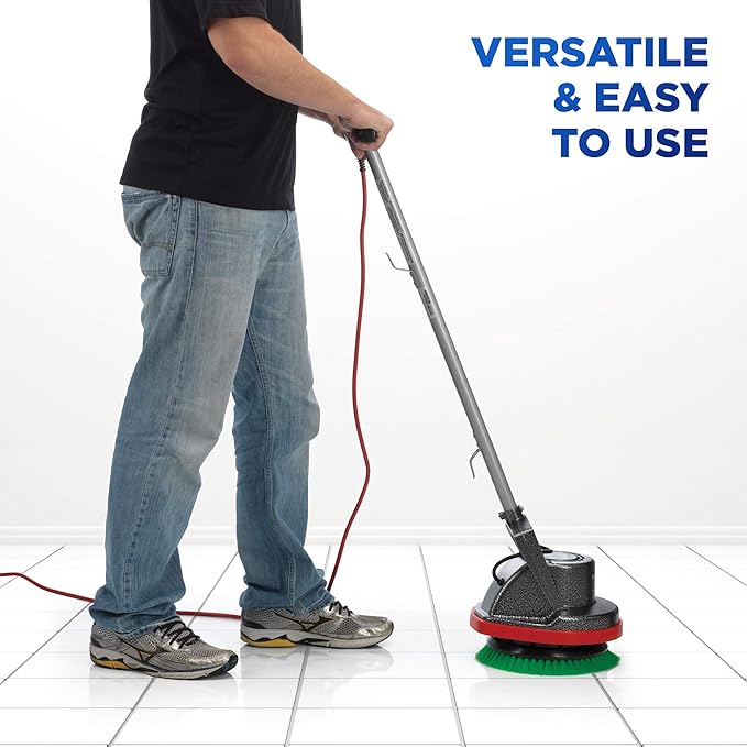 Oreck Commercial Orbiter Hard Floor Cleaner Machine, Multi-Purpose Floor Cleaning, Random Orbital Drive, Wide Cleaning Path, 50-Foot Long Cord, ORB550MC, Gray/Red