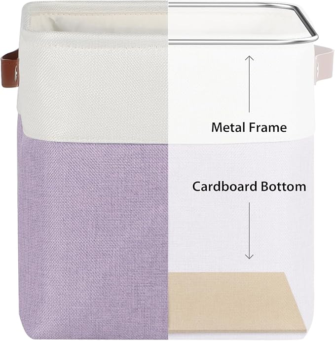 10.5 Inch Fabric Cube Bins with Hard Bottom, Purple,10.5" x 10.5" x 11"