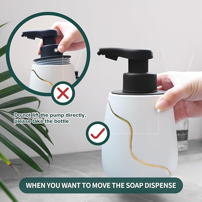 BosilunLife Automatic Foaming Soap Dispenser - Touchless Foam Hand Wash Dispenser for Bathroom Ceramic Smart Electric Auto Dish Soap Dispenser Waterproof, USB C Rechargeable, 17 oz/500 ml