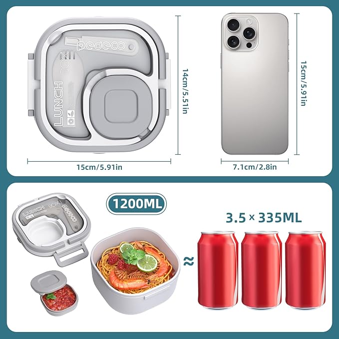 PEDECO Single-Layer Bento Lunch Box for Kids & Adults with Removable Stainless Steel Lunch Container,Dressing Container,BPA-Free,Dishwasher Safe