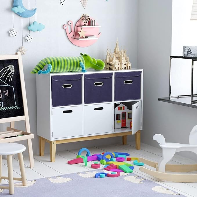Closet Organizers Fabric Storage Bins With Lids Collapsible Cube Storages Organizer Basket With Handles,Storage Boxes for Clothes Storage,Office,Toys