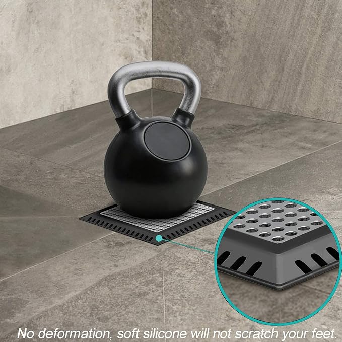 Shower Hair Catcher/Drain Strainer/Drain Hair Catcher Shower Cover for Bathroom Floor Drain, Stainless Steel and Silicone (4 inch, Black)