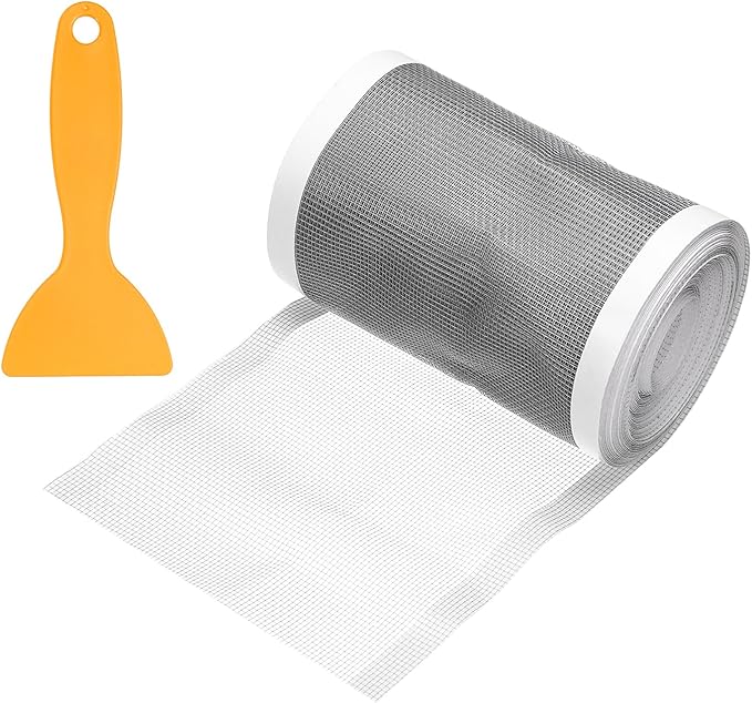 uxcell Disposable Shower Drain Cover Hair Catcher, 4.72in x 32.8ft Self Adhesive Mesh Hair Stopper with Removal Tool for Bathroom Kitchen Linear Drain