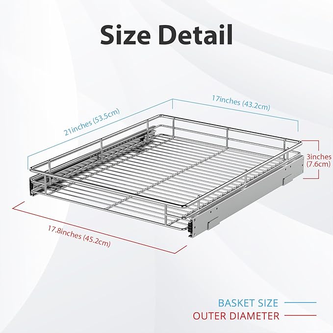 Pull Out Cabinet Organizer, 17.8" W x 21" D