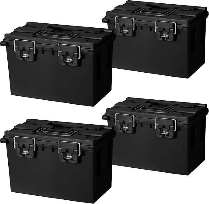 12764 XL Storage Bins With Lids, 4-Pack Stackable Storage Bins, Made in USA
