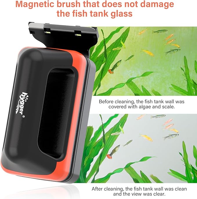 hygger Fish Tank Magnetic Glass Cleaner Two Detachable Algae Scraper for Aquarium Fish Tank，Floating Scrubber Brush Glass Algae Magnet Cleaning Tool
