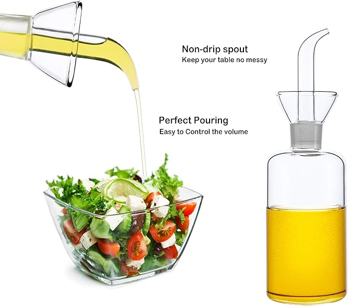 HAIZEEN 8oz/240ml Glass All-Purpose Cruet, Glass Oil Decanter and Cruet for Kitchen and BBQ