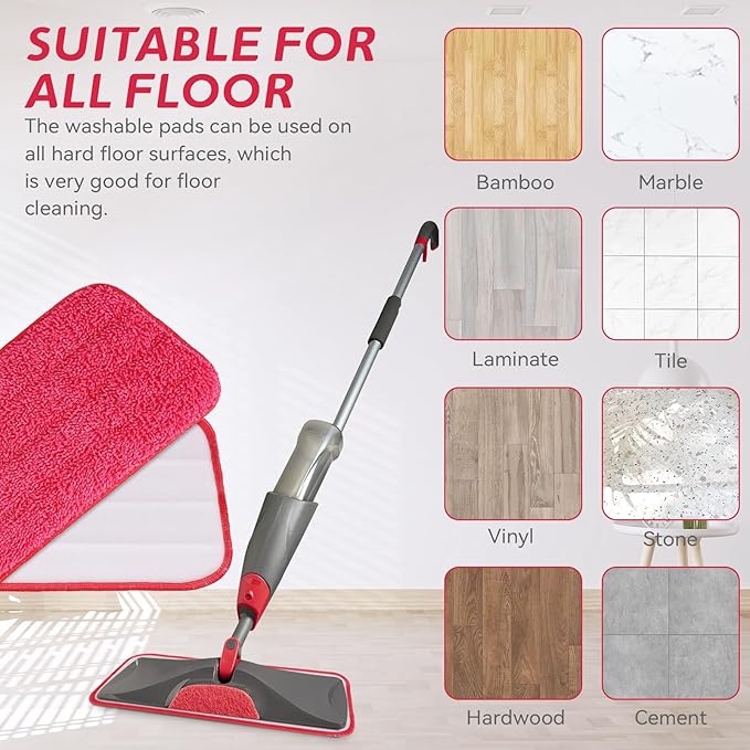 Replacement Microfiber Mop Pad for Rubbermaid Reveal Spray Mop - 12 Pack Wet & Dry Floor Cleaning Refills Reusable Fit for Any Microfiber Reveal Flat Mop 16.5"