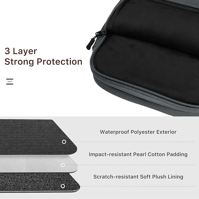 Dadanism Electronics Travel Organizer Case, Double Layers Cord Organizer Travel All-in-One Storage Bag for Cable, Cord, iPad, Chargers, fits 9-11'' Tablets, Portable Tech Accessories Bag, Space Gray