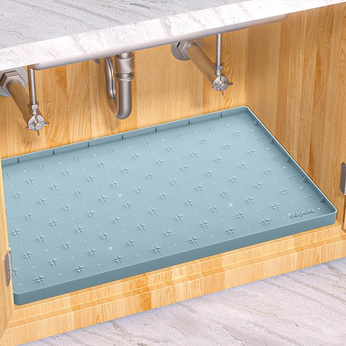 Sdpeia Under Sink Mat 31"×22" Waterproof Silicone Cabinet Liner & Sink Protector for Kitchen & Bathroom, Multi-Purpose Organizers Tray for Pets, Laundry, Cat Litter Mat