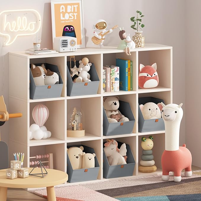 Homsorout Fabric Closet Storage Cubes - 4 Pack Square Storage Bins with Dual Handles for Clothes, Towels, Toys, Cube Storage Organizers for Bedroom