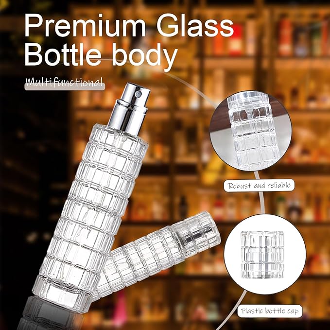 Premium Glass Atomizer Spray Bottle 2 Pack - 30ml Refillable Cocktail & Coffee Bean Spritzer, Leak-Proof Fine Mist for Vermouth, Bitters, Essential Oils, Bar Kitchen Accessories