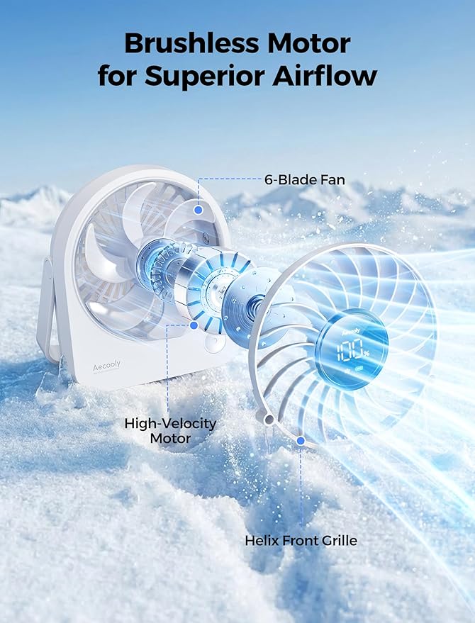 Aecooly Mini Portable Fan, Small Enough to Hold USB Desk Fan, 4 Speeds Quiet Rechargeable [10H Max Cooling Time]