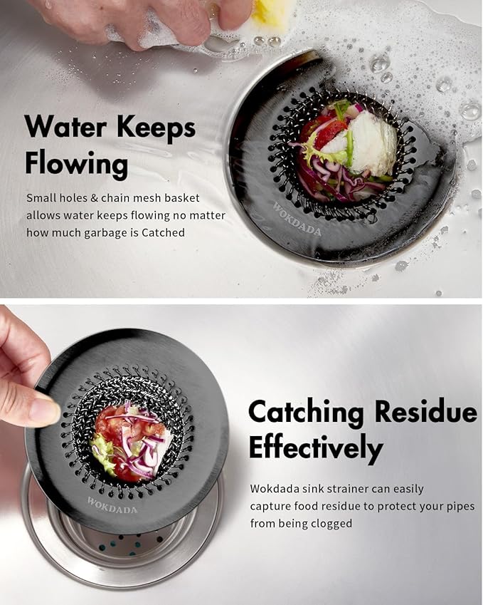 Revolutionary Kitchen Sink Drain Strainer, Patented Reversible Kitchen Sink Strainer, 304 Stainless Steel Sink Strainer Basket