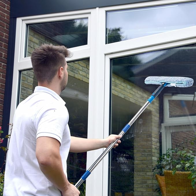 Window Squeegee with Scrubber for Home and Outdoor Glasses Cleaning