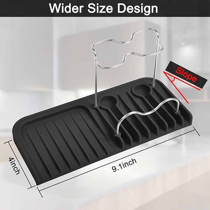 Gosmol Silicone Sponge Holder Rack Dish Soap Holder for Kitchen Counter, Waterproof Sponge Soap Tray for Kitchen Sink Bathroom, Multipurpose Sink Caddy Organizer for Soap Dispenser Black