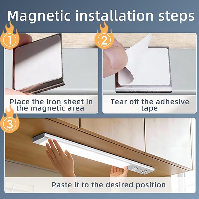 4-Pack Under Cabinet Lights, 1500mAh Rechargeable 52-LED Motion Sensor Light, 10-inch Wireless Magnetic Stick-On Closet Lights, Stepless Dimmable Night Light for Kitchen, Pantry, Wardrobe