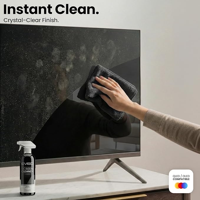 EVEO® Screen Cleaner Spray Kit (Streak-Free) TV Screen Cleaner for Smart TV, LCD, LED, OLED | Computer Screen Cleaner Spray and Wipe Microfiber Cloth