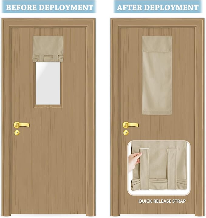 RYB HOME Faux Linen Blended Curtain for Classroom Glass Window, Light Filtering Small Door Window Draperys Privacy for Kitchen Dinning Home,1 Panel