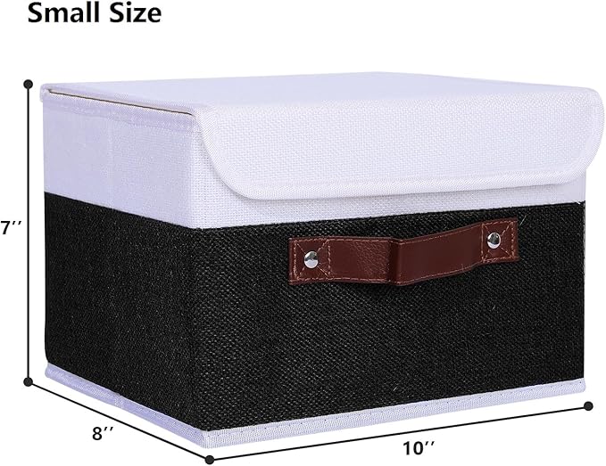 ANMINY 4 Storage Boxes - Small, Black/White - Home Closet Organizer