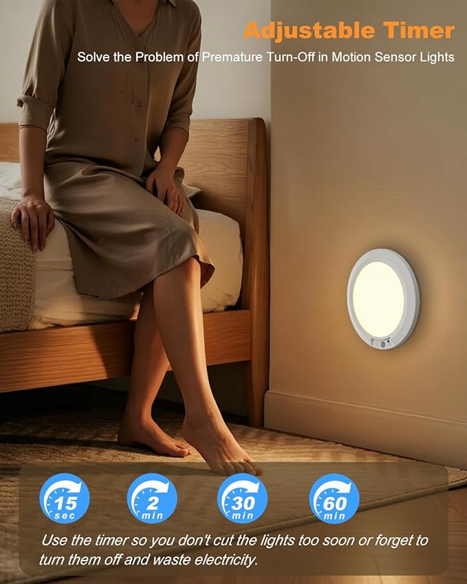Wireless Motion Sensor Ceiling Light, 7.5" Ultra-Thin 8000mAh Rechargeable, 450 LM, 5 Color Temps, Dimmable with Timer & Remote, Magnetic/Screw Mount for Closet, Hallway, Pantry, 1-Pack