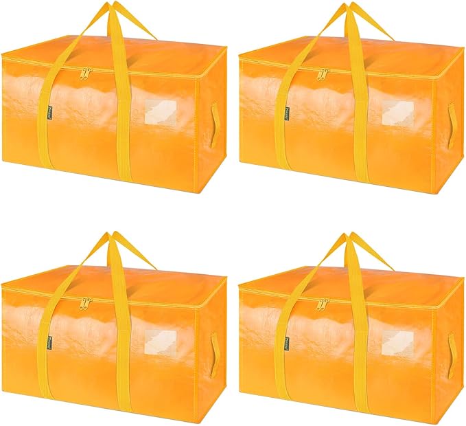 4-Pack Oversized Moving Bags with Reinforced Handles, Light Yellow, 4-Pack