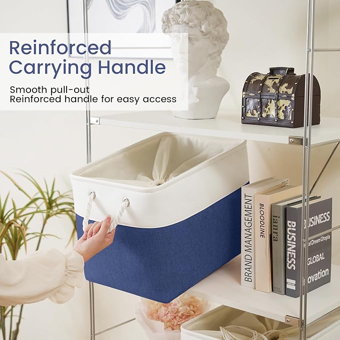 Large Storage Baskets- 16x12x12 inch Storage Bins for Shelves and Closet Organizing, Foldable Fabric Bin for Home Organization Clothes and Laundry